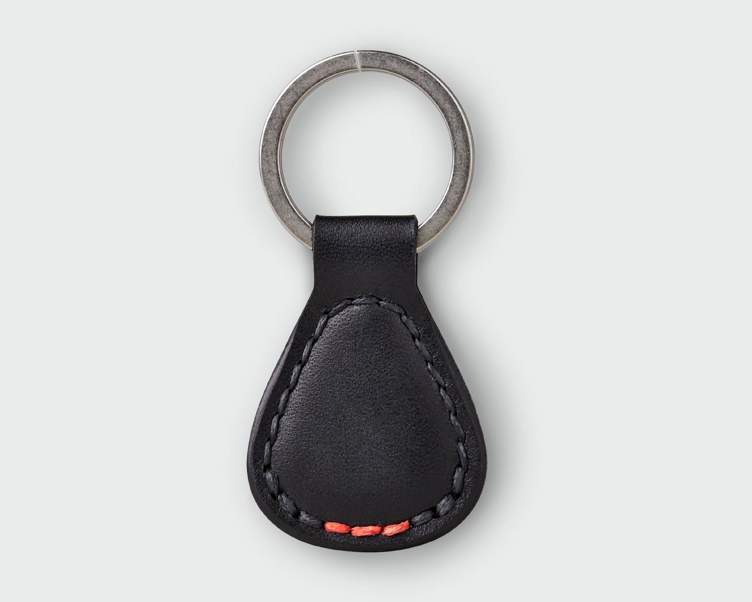 Made in the USA - Black Leather Key Fob with Basketweave Protector