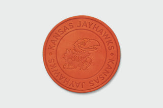 KU Jayhawks Seal Leather Circle Coaster