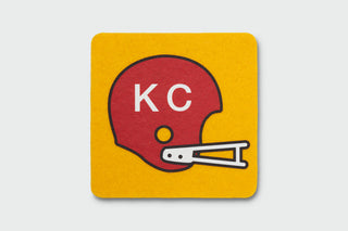 KC Football Helmet Wool Coaster
