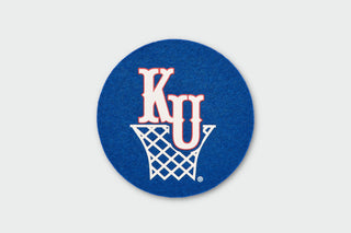 KU Basketball Circus Font Wool Coaster