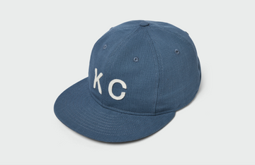 Blue Jean Bedford Cord Vintage Flatbill Hat - Kansas City (White KC)