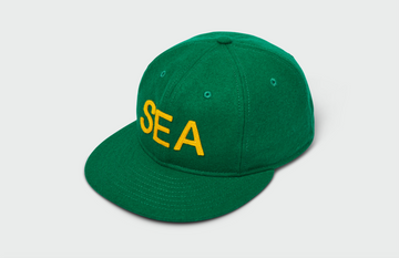 Seattle (Gold SEA) - Kelly Green Melton Wool Vintage Flatbill Hat