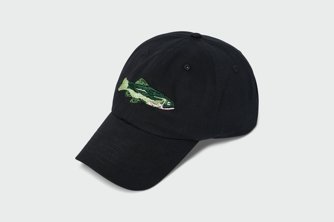 Trout - Sanded Twill Black Dad Hat