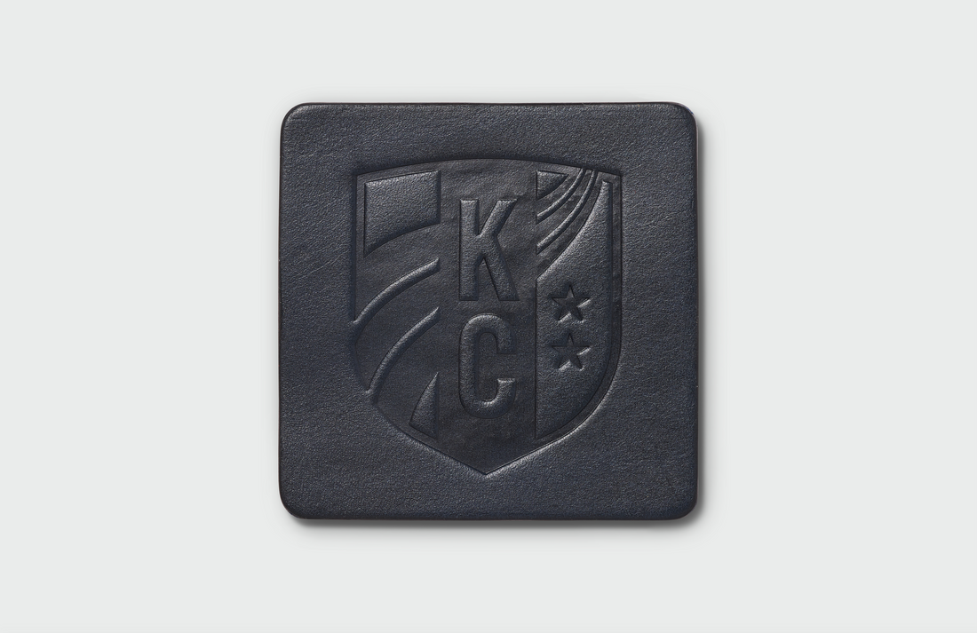 Kansas City Current Crest - Navy Leather Coaster