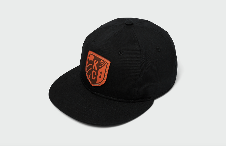 KC Current Leather Crest Vintage Flatbill, leather, vintage flatbill, made in USA