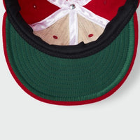 Red Vintage Flatbill Hat - White Triple Stitch