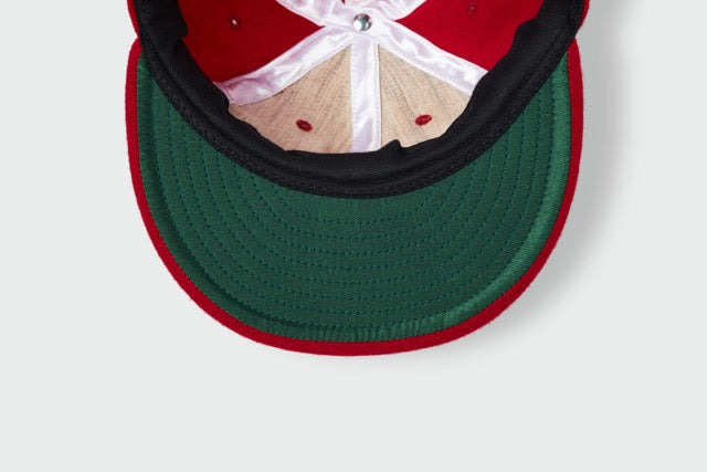 Red Vintage Flatbill Hat - White Triple Stitch
