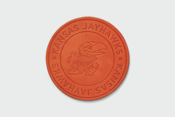 KU Jayhawks Seal Leather Circle Coaster