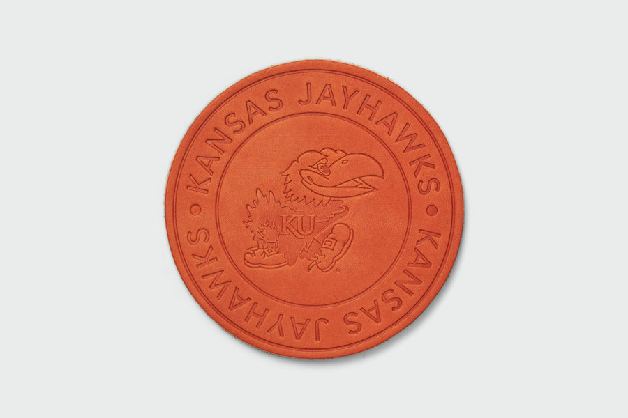 Kansas Jayhawks Leather Circle Coaster