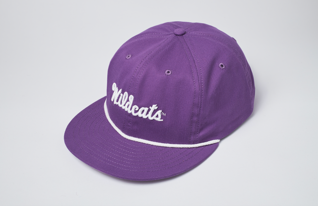 Wildcats Script w/ Rope - Sanded Twill Purple Vintage Flatbill