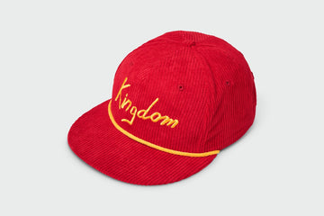 Kingdom 5-Panel Snapback Hat w/ Rope -Corduroy Red Vintage Flatbill