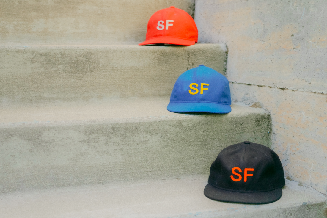 Black Vintage Flatbill Hat - San Francisco (Orange SF)