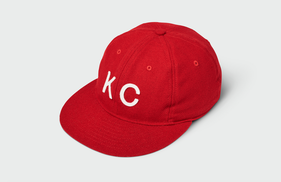 Red Vintage Flatbill Hat - White KC