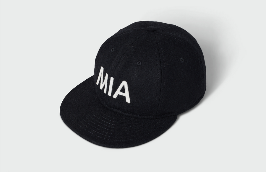 Black Vintage Flatbill Hat - Miami (White MIA)