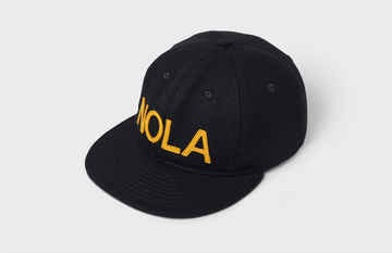 Black Vintage Flatbill Hat - New Orleans - (Gold NOLA)