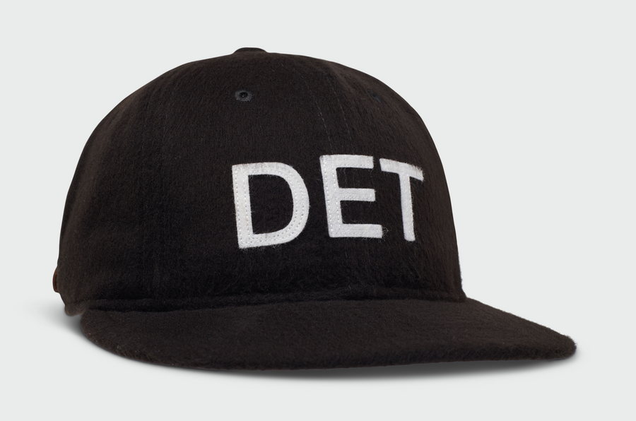Black Repreve Vintage Flatbill Hat- Detroit  (White DET)