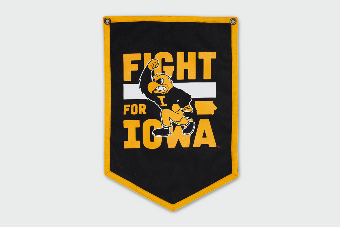 University of Iowa Mini Banner- Fight for Iowa - Black / Gold