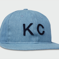 Light Wash Denim Vintage Flatbill Hat - Kansas City (Navy KC)