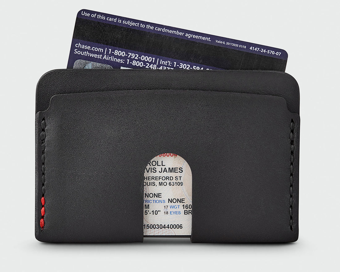The back of Sandlot Goods Monarch leather wallet in black